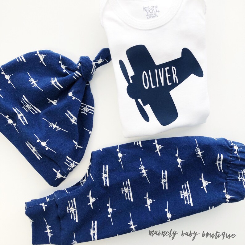Airplane Baby Boy Coming Home Outfit / Personalized Name / Etsy