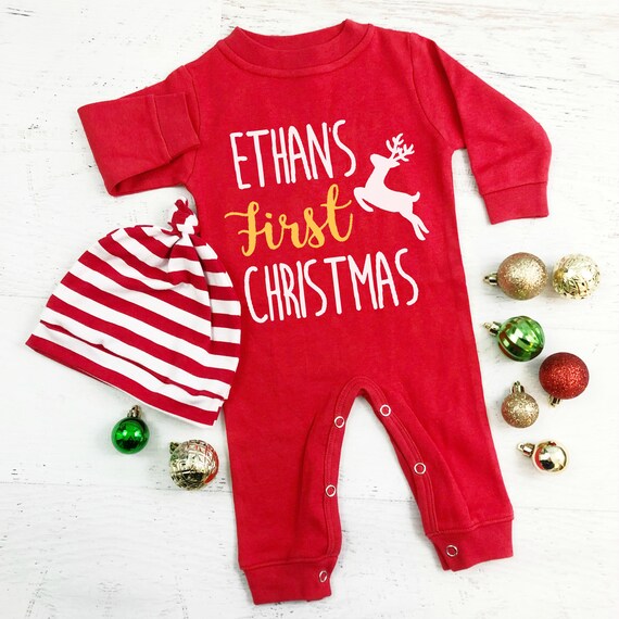 baby's first christmas pjs