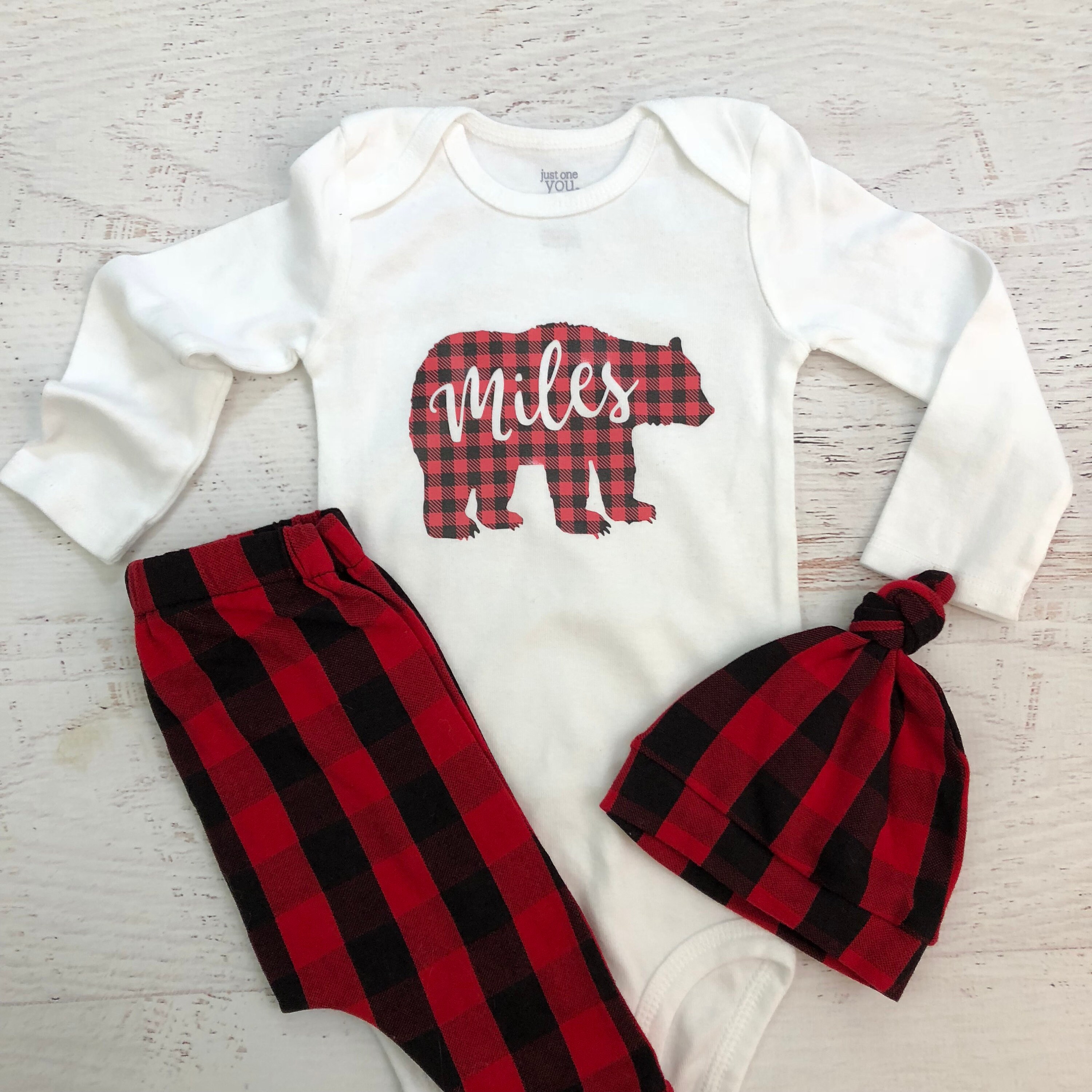 buffalo plaid baby boy clothes