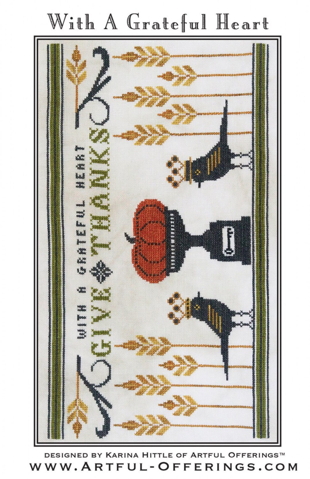 With a Grateful Heart Cross Stitch Pattern Artful Offerings Karina
