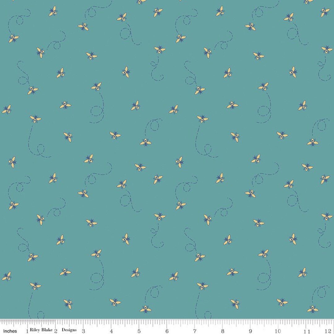 Daisy Fields Fabric by the Half Yard BTHY Teal Sparkle Etsy