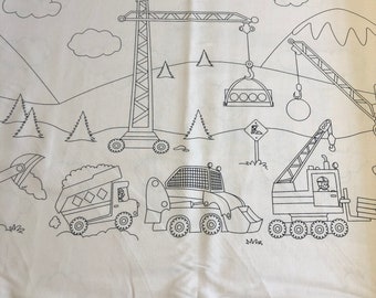 Color Me Construction Zone Border Print Fabric - By The Half Yard - BTHY - Single Border Print - Michael Miller - DC7002 WHIT D