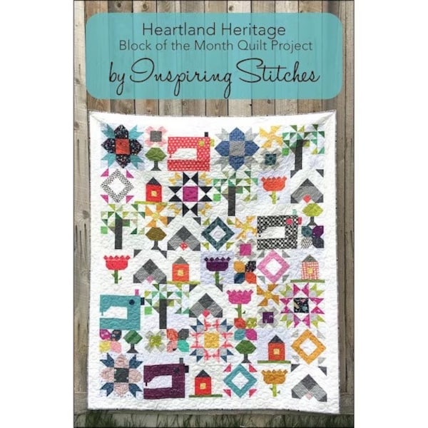 Heartland Heritage Block Of The Month Postcard Patterns - 12 Block Patterns - Inspirimg Stitches