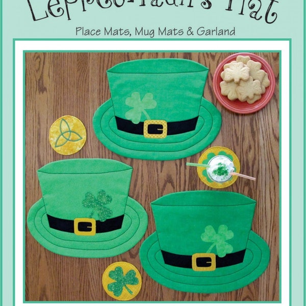 Leprechauns Hat Placemat Pattern - Susie C Shore Designs - Suzanne Shore - St Patrick’s Day Mug Rug Pattern - Shamrock Garland