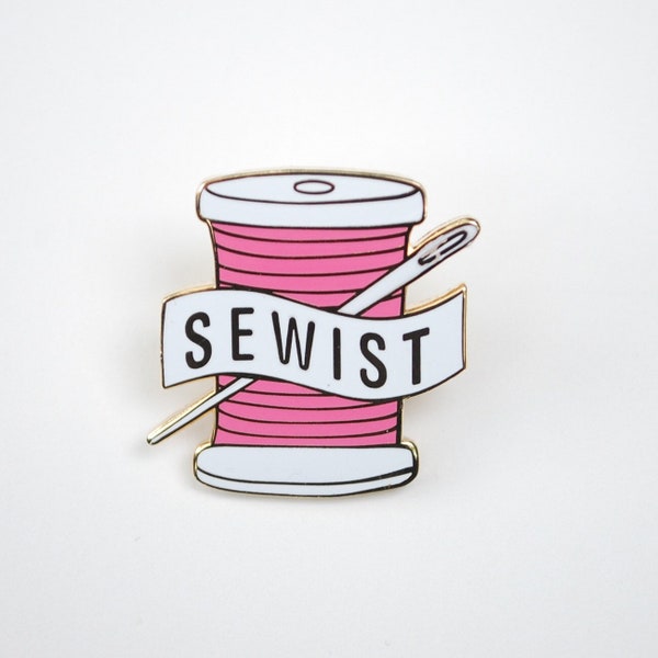 Pink Enamel “Sewist” Pin - about 1” x 1”