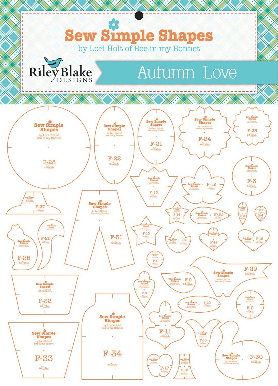Lori Holt Autumn Love Sew Simple Shapes Template Set 34 Pcs Etsy