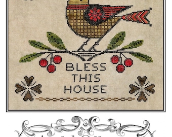 Bless This House Cross Stitch Pattern - Artful Offerings - Karina Hittle