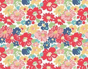 Vintage Happy 2 Fabric - By The Half Yard - BTHY - Main Red - Lori Holt - Bee In My Bonnet - Riley Blake - C9130 RED