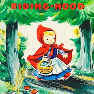 Vintage Storybook Little Red Riding Hood Fabric Panel - 36” x 44” - Four Seasons by David Textiles