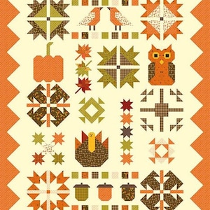 Fabulous Fall Quilt Pattern - Sandy Gervais  - Pieces From My Heart - Made with Give Thanks fabric - Finished Size 63” x 81”