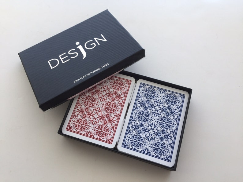 Desjgn 100 Plastic Playing Cards Poker Size, Regular Index New 2 Sets