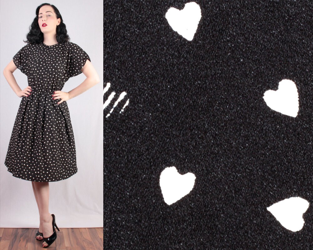 black and white love heart dress