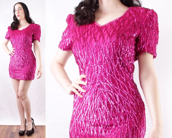 magenta sequin dress