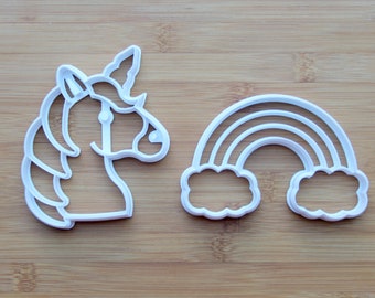 Unicorn & Rainbow Cookie Cutter 3D Printed Set | Rainbow Cookie Cutter / Unicorn Cookie Cutter / Unicorn Birthday Party / Rainbow Birthday