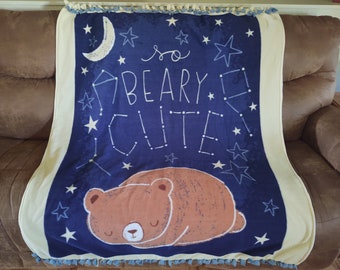 Fleece Blanket, So Beary Cute Fleece Bo Blanket, Bear Fleece, Baby Blanket, Camping Blanket, Camping Fleece, Bears, Constellation, Stars