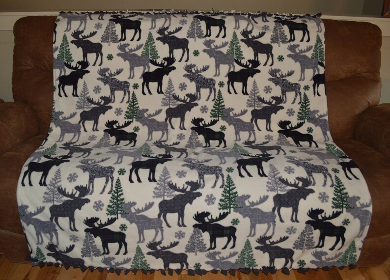 Fleece Blanket Moose Plush Fleece Bo Blanket Moose Throw Etsy