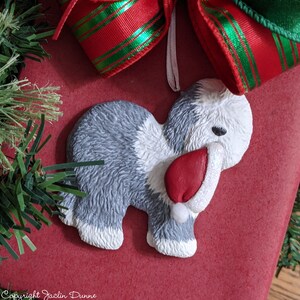 Free Personalization Available Hand Painted Old English Sheepdog Christmas or Plain Pin Magnet or Ornament