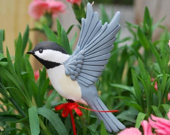Black Capped Chickadee in Flight | Hand Painted Christmas Ornament & Decorative Magnet