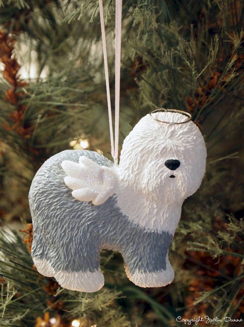 Old English Sheepdog Angel Hand Painted Christmas Ornament & Etsy