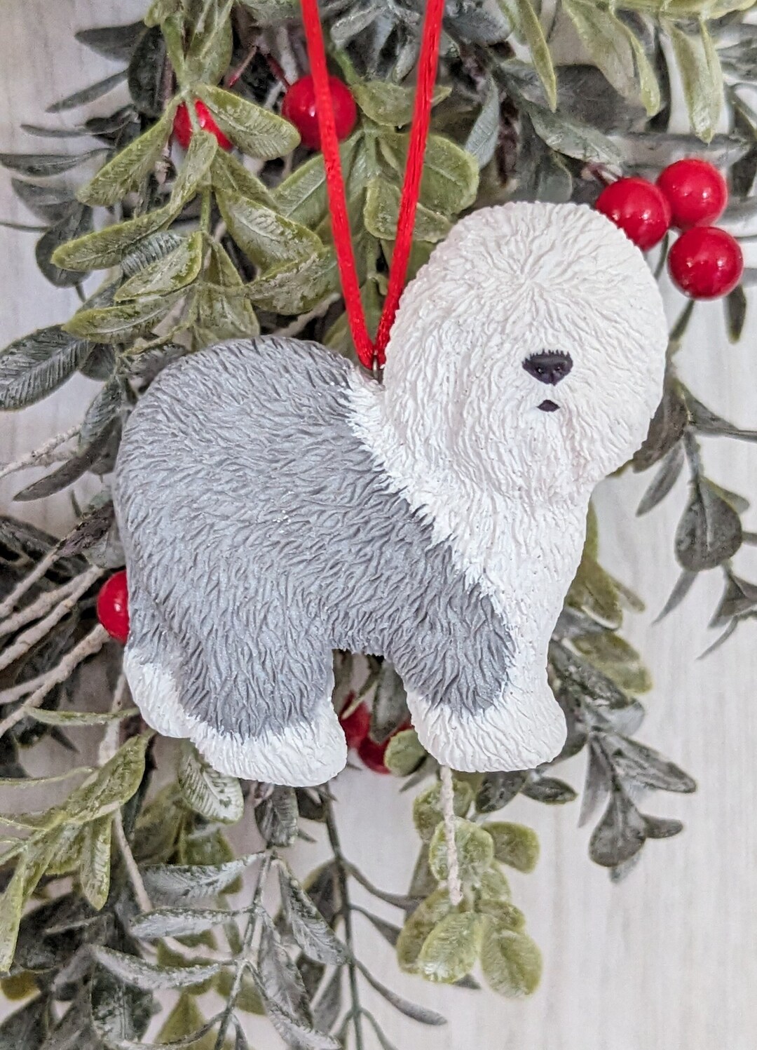 NEW Old English Sheepdog Christmas Ornament & Decorative Hand