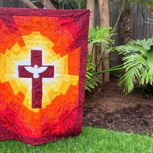 Spirit of Pentecost Cross Quilt Pattern Banner or Wall Hanging image 2