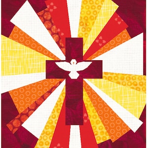 Spirit of Pentecost Cross Quilt Pattern Banner or Wall Hanging image 5