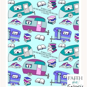 Fabric: The World is a Book Saint Augustine Catholic Christian Camping RV Motorhome image 6