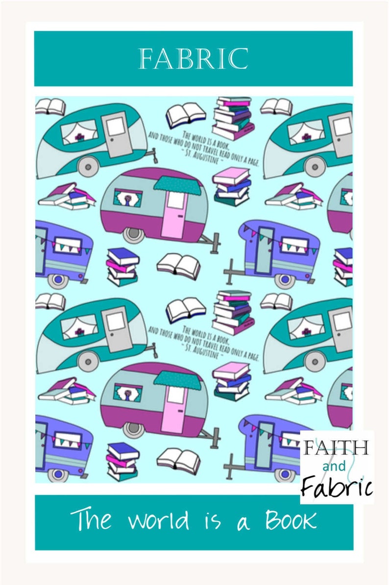 Fabric: The World is a Book Saint Augustine Catholic Christian Camping RV Motorhome image 6