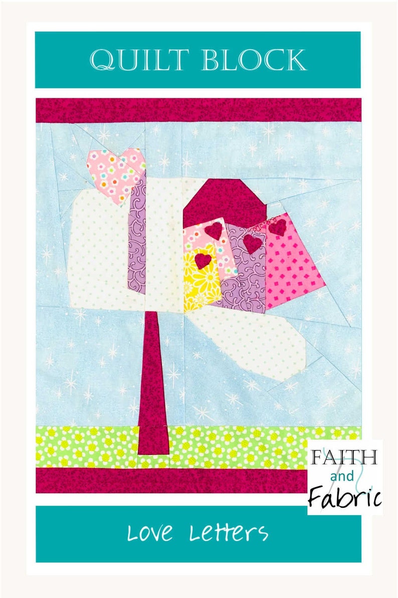 Quilt Block Pattern: Love Letters / Notes for Saint Valentine's Day image 5