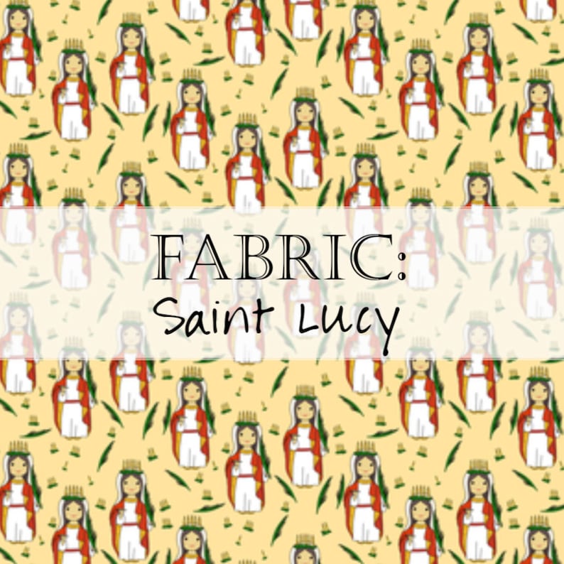 Fabric: Tiny Catholic Saints Female St. Therese Lisieux, Our Lady Rosary, Guadalupe, Bakhita St Lucy