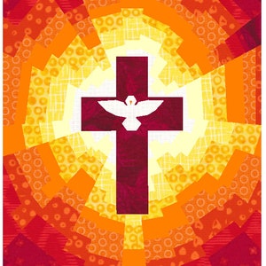 Spirit of Pentecost Cross Quilt Pattern Banner or Wall Hanging image 4