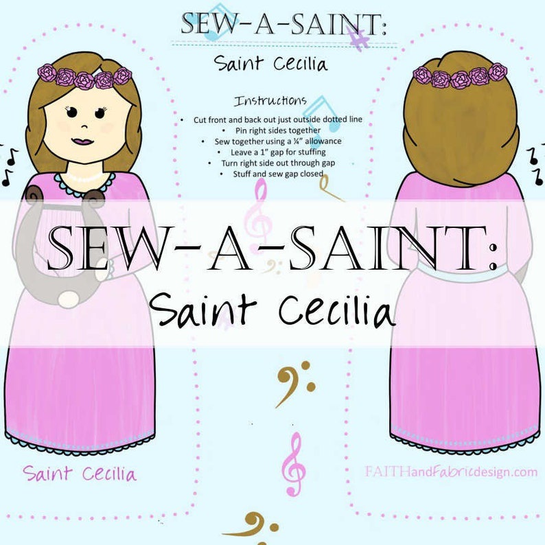 Fabric: Sew a Saint Doll Female Saints Set II Catholic Bakhita Joan Arc Sew-a-Saint St. Cecilia