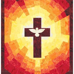 Spirit of Pentecost Cross Quilt Pattern Banner or Wall Hanging image 3