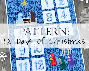 12 dagen kerstquiltpatroon: de kerststal onderwijzen tot Driekoningen