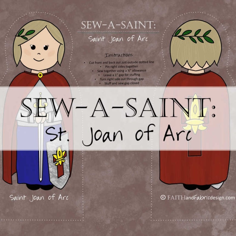 Fabric: Sew a Saint Doll Female Saints Set II Catholic Bakhita Joan Arc Sew-a-Saint St. Joan of Arc