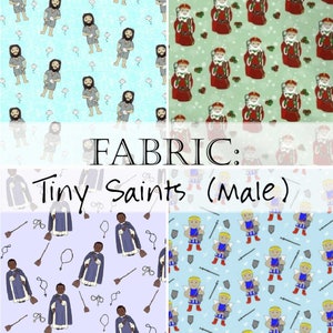 Fabric: Tiny Catholic Saints Male (St. Nicholas, Michael Archangel, Martin de Porres, John Baptist)