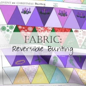Tissu: Bunting double face réversible pour l’Avent / Noël et le Carême / Pâques