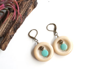 White earrings, Bridal earrings, Tagua Earrings, Handmade Gift for mom, Wife-Girlfriend gift ideas, Boho Jewelry, Everyday earrings, ecochic