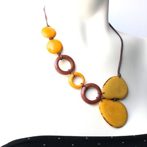 Tagua nut jewelry, Yellow necklace, Statement necklace, Boho necklace, Ecofriendly jewelry, Vegan jewelry, Gift ideas, Vegetable ivory, Eco image 4