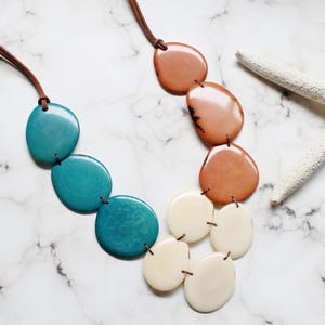 Multicoloured necklace Statement necklace Tagua layered necklace Mom wife gift ideas Bohemian necklace tagua jewelry Eco-Friendly Accessory