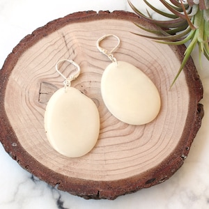 white tagua earrings, Christmas gift earrings, Gift ideas, Hypoallergenic earrings, Boho earrings, Gift women, Ecofriendly Jewelry, Vegan