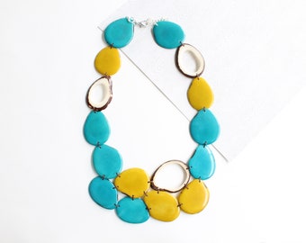 Tagua necklace, Mom gift, Tagua Nut Jewelry, Statement Bib Necklace, Summer Necklace, Bold Jewelry, Fashion Jewelry, Gift ideas, Festival