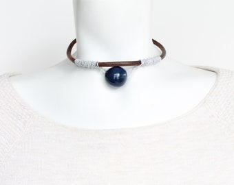 blue choker, tagua necklace, Christmas gift ideas, mom wife gifts, tagua jewelry, organic jewelry, magnetic clasp, Stocking Stuffers women