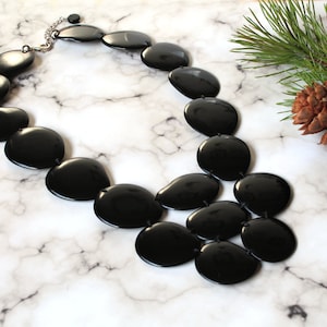 Regalo de San Valentín, Ideas de regalos para mamá, Collar llamativo, Joyas de nuez de tagua, Collar negro, Collar grueso, Joyas de comercio justo, Joyas veganas