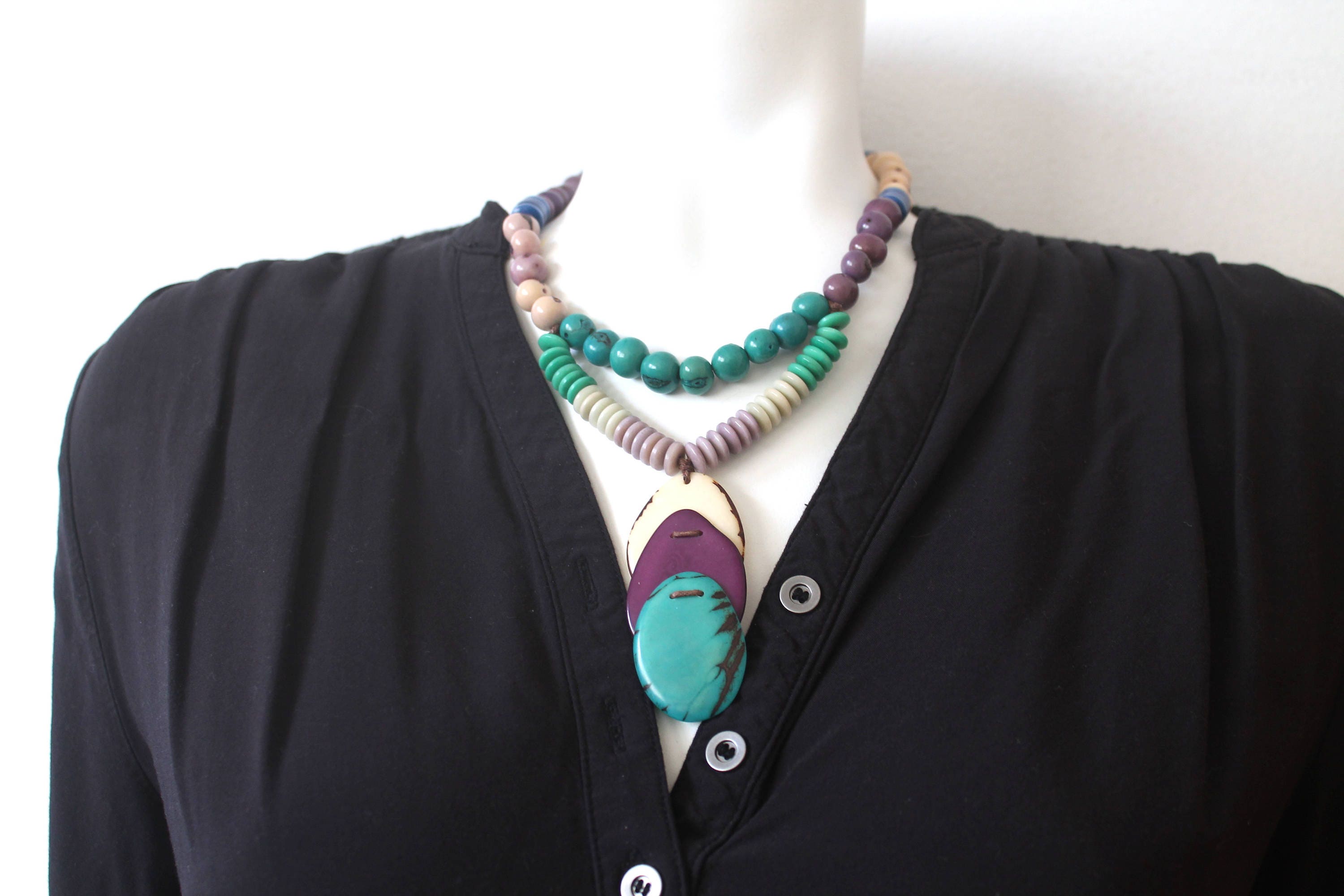 Tagua Camellia Flowers Necklace main image 0