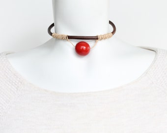 red choker, tagua necklace, Christmas gift ideas, mom wife gifts, tagua jewelry, organic jewelry, magnetic clasp, Stocking Stuffers women