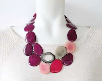 Tagua Nut Statement Necklace: Bold Bib Design, Handmade in Canada