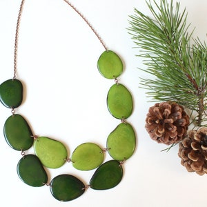 Green statement necklace, Tagua necklace, Mothers day Gift, Christmas Gift ideas, Boho necklace, eco necklace, Gift women, Bohemian necklace