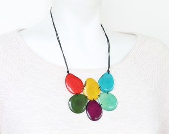 Tagua Nut Jewelry, Mothers day Gift, Mom gift, flower necklace, Boho Jewelry, Gift Women, Statement Necklace, Summer Necklace, eco necklace