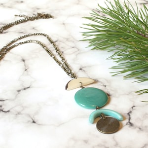 Pendant Necklace, Tagua Necklace, Tagua Nut Jewelry, Blue long necklace, Gift for her, stocking stuffers, Boho Chic Jewelry, Long Necklace